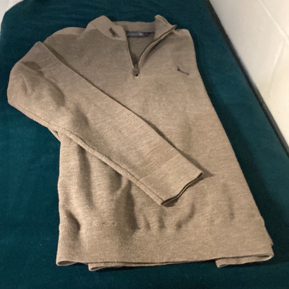 NWOT JIM NANTZ VINEYARD VINE 3/4 Zip beige 100% merino wool in LARGE. - Picture 2 of 5